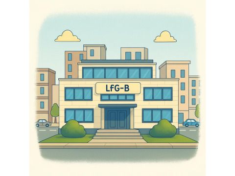 Ein Gebäude über dessen Eingang LfG-B steht