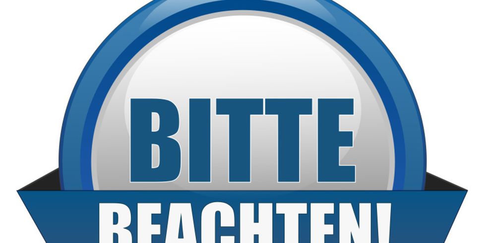 Logo mit Aufschrift Bitte beachten