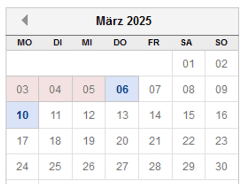 Nahaufnahme eines Kalenders mit markierten Terminen