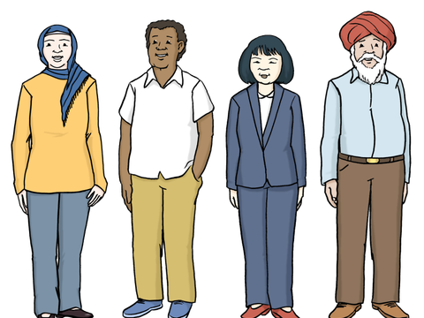 Illustration von Menschen verschiedener ethnischer Herkunft