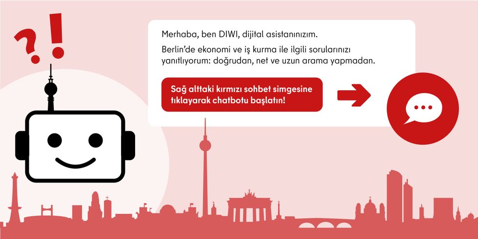 Bild mit einer Grafik zum DIWI-Chatbot als Computer mit Gesicht