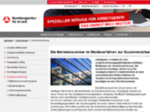Screenshot der Webseite der Arbeitsagentur