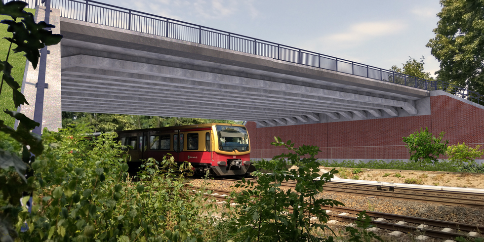 Visualisierung des Ersatzneubaus der Südlichen Blumberger Damm Brücke, Blick in Nordwest-Richtung