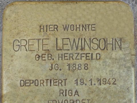Stolperstein Grete Lewinsohn (Bild: Stolperstein-Initiative CW, Hupka)