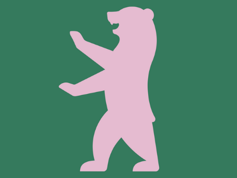 Berliner Bär in rosa mit grünem Hintergrund