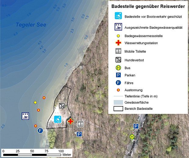Abb. 2: Infrastruktur der Badestelle Reiswerder