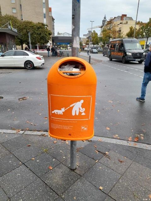 Zwei ausgewählte Motive wurden auf die orangenen Müllbehälter aufgebracht und können nun bewundert werden. (Bild: BA Reinickendorf)