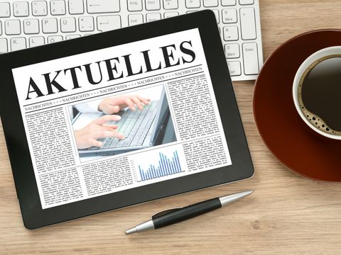 Tablet mit einer Seite Aktuelles