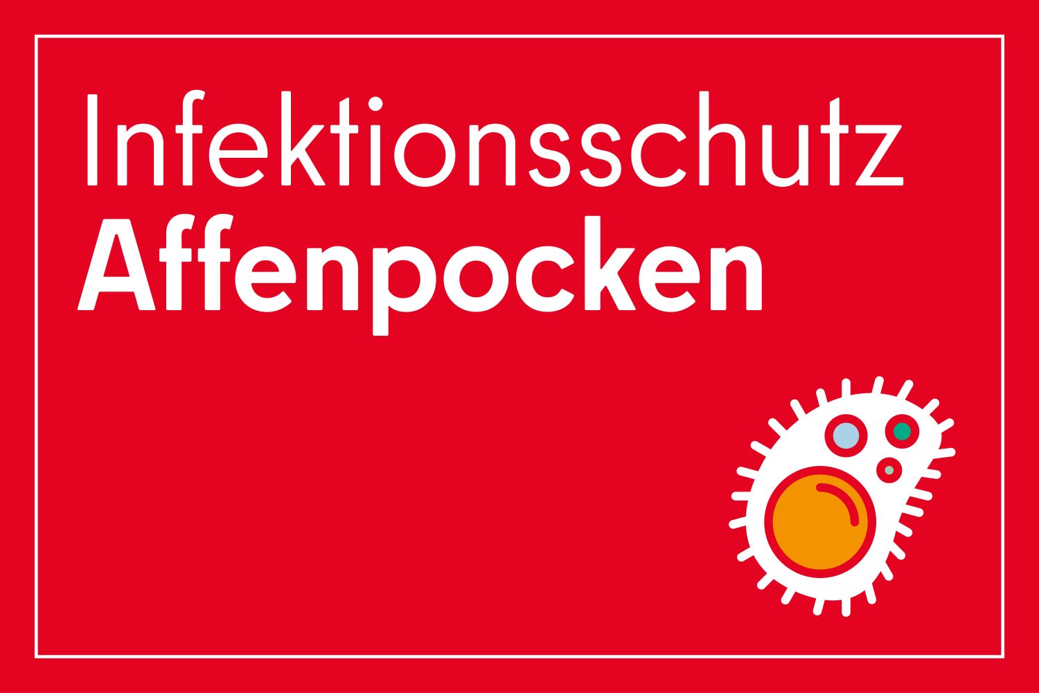 Infokachel mit dem Text Affenpocken und einem Virus als Grafik daneben.