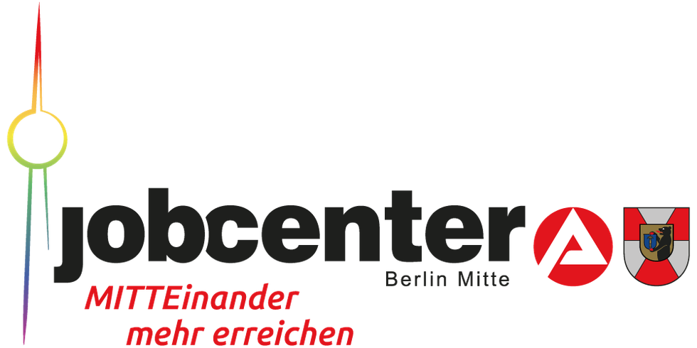 Jobcenter Berlin Mitte Logo MITTEinander mehr erreichen Pride Edition