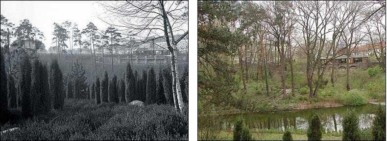 Fotovergleich historisch und heute - Heideformation am Brixplatz