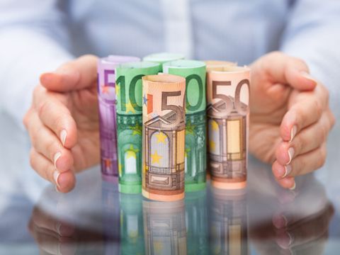 gerollte Euro Banknoten