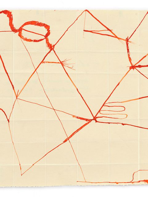 Hanns Schimansky, ohne Titel, 2025, Tusche, Faltung auf Papier, 26,5 x 38 cm