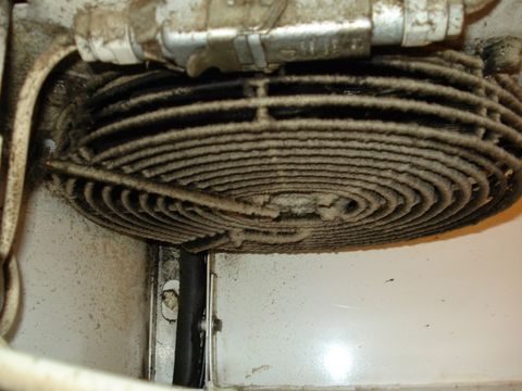 Ventilator in einer Kühlzelle, in der unverpackte sehr leicht verderbliche Lebensmittel lagern