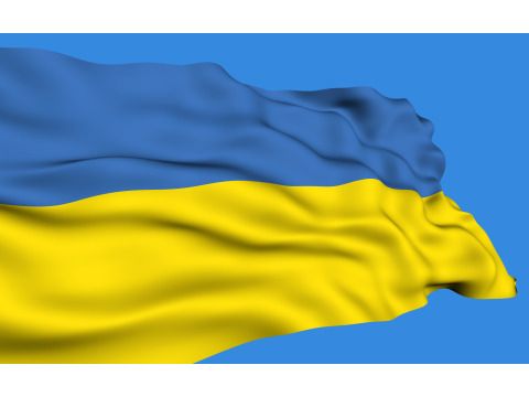Flagge der Ukraine weht im Wind