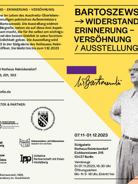 Flyer zur Ausstellung "Bartoszewski. Widerstand – Erinnerung - Versöhnung" (Bild: DPG Berlin)