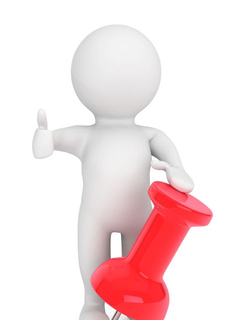 Abstrakte Figur mit roter Pinnadel