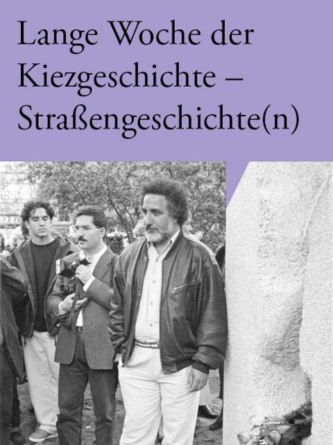 Abb. Bildhauer Akbar Behkalam am Mahnmal für Cemal Kemal Altun, Hardenbergstraße, 22.Mai 1996. Museum Charlottenburg-Wilmersdorf.