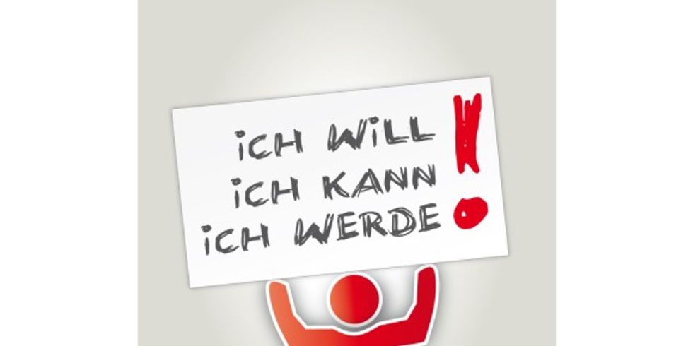 Figur mit Hinweisschild