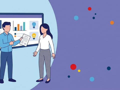 Wie werde ich Kursleiterin, Kursleiter? Zwei Personen stehen vor einem Whiteboard, KI-gestützt