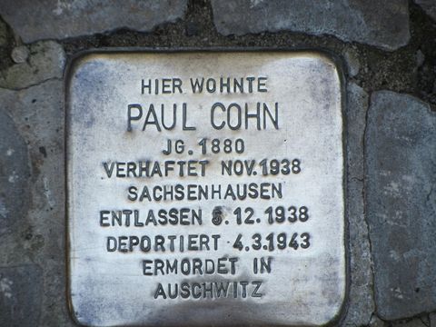 Stolperstein Paul Cohn, Foto: F. Siebold, Juni 2013