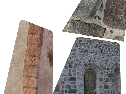 Denkmal des Monats Januar Titelbild vergrößerte Ausschnitte vom Kirchenbau