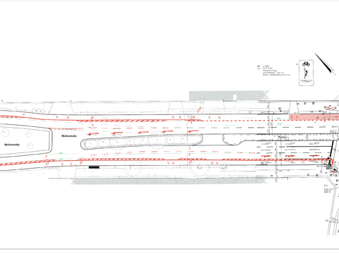Müllerstraße: Verkehrszeichenplan für die Radfahrstreifen zwischen Lindower Straße und Fennstraße (Bild: SGA BA Mitte)