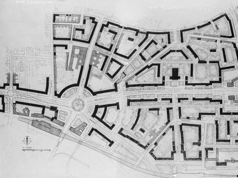 Early versions of development for Stalinallee between Alexanderplatz and Strausberger Platz