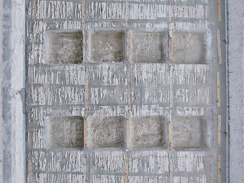Ansicht der Decke während der Betonsanierung (Detail), Juli 2021