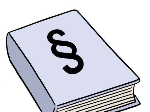 Leichte Sprache Bild: Gesetz - Buch mit Paragraphen-Zeichen drauf