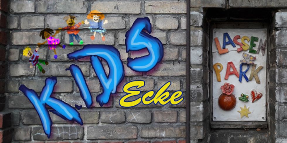 Eine Mauer mit dem Schriftzug Kids Ecke und Lassenpark
