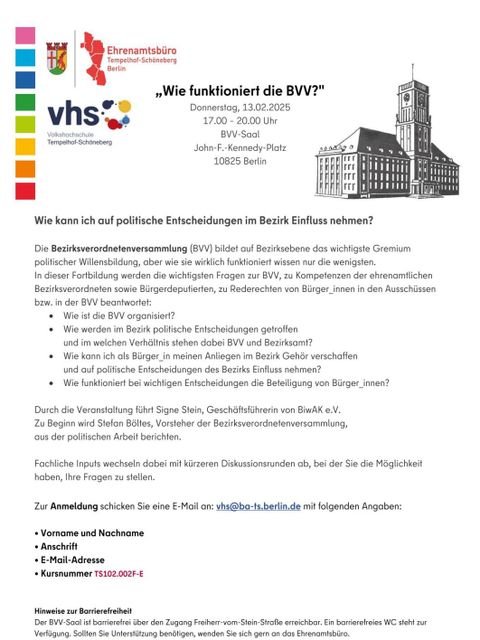 (Bild: Bezirksamt Tempelhof-Schöneberg von Berlin Büro der Beauftragten für Bürgerschaftliches Engagement - Ehrenamtsbüro -)