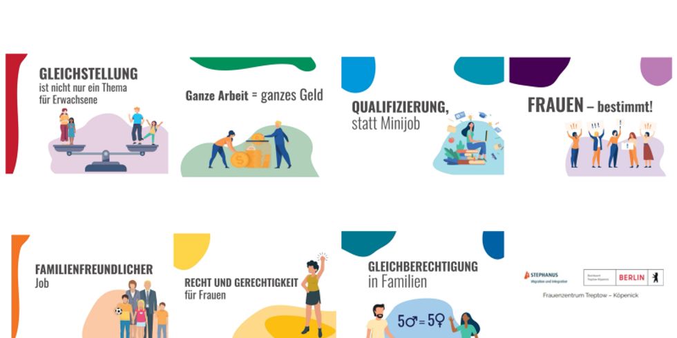 Collage der Postkartenmotive zum internationalen Frauentag