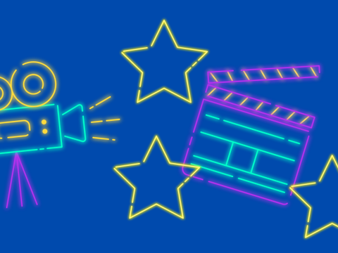 Filmprojektor, Filmklappe und Sterne