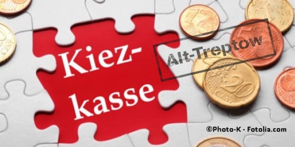 Puzzle mit Geldstücken und einem Stempeldruck mit der Aufschrift Alt-Treptow