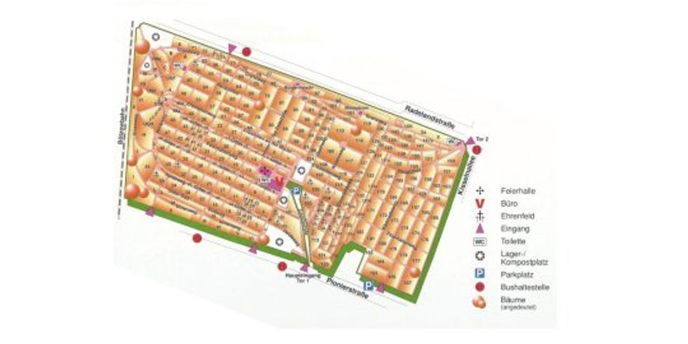 Friedhof In den Kisseln farbiger Lageplan