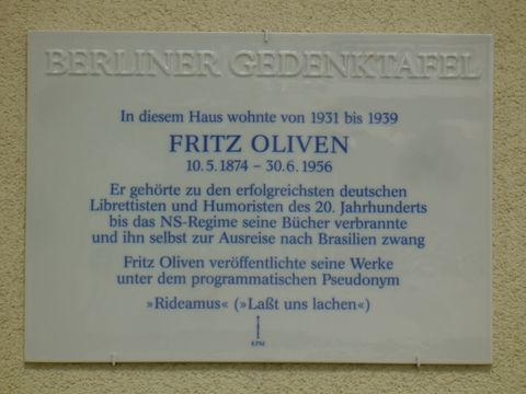 Gedenktafel für Fritz Oliven (Rideamus), 28.9.2009, Foto: KHMM
