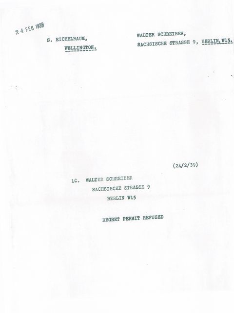 Telegramm: REGRET PERMIT REFUSED, Privatbesitz