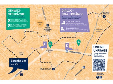 Flyer mit Gebietskarte zur ISEK-Beteiligung Osloer Straße
