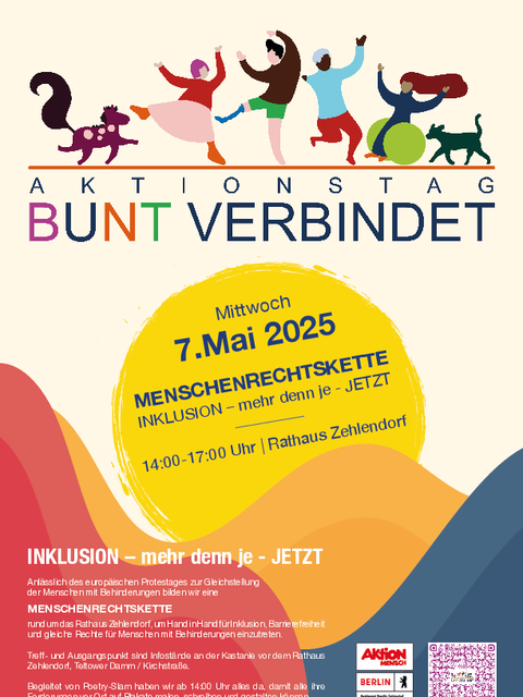 Plakat Ankündigung Aktionstag am 07.05.25 mit Menschenrechtskette