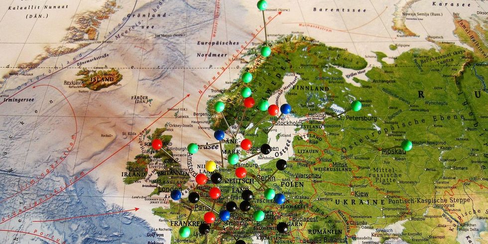 Erlebte Reiseziele Europakarte