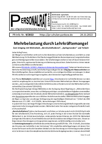 09/2022: Mehrbelastung durch Lehrkräftemangel