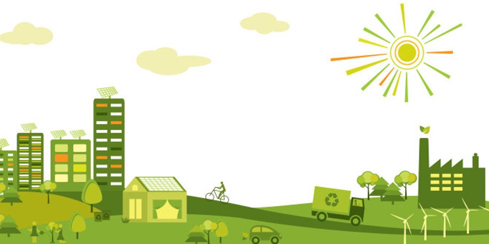 Grüne Stadt, die verschmutzt ist