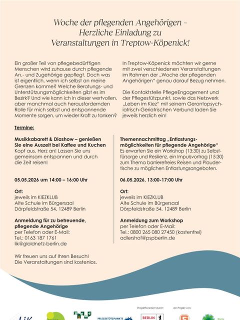Veranstaltungen in Treptow-Köpenick im Rahmen der Woche der pflegenden Angehörigen