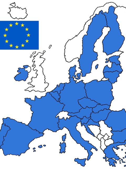 Die Landkarte mit den Mitgliedsländern der Europäischen Union