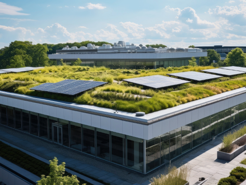 Bürogebäude mit begrüntem Dach