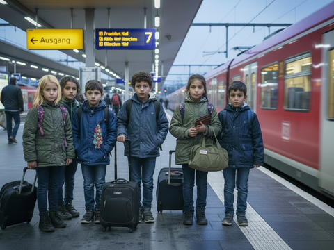 Kinder am Bahnhof KI