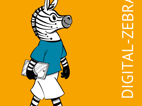 Illustration von einem Zebra, das über einen Zebrastreifen geht