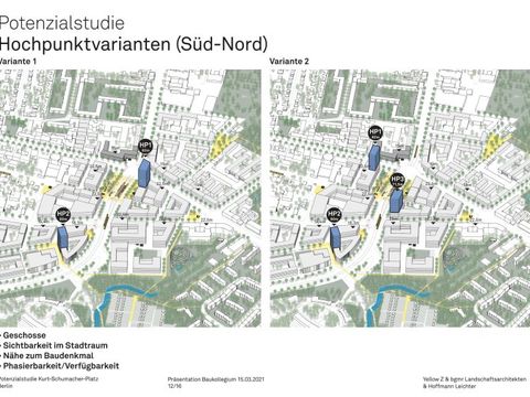 Hochpunktvarianten (Süd-Nord) (Bild: Yellow Z & bgmr Landschaftsarchitekten Hoffmann Leichter)
