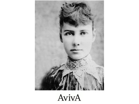 Foto Nellie Bly / darunter Logo AvivA